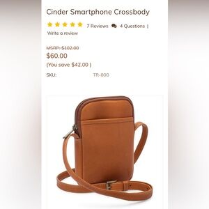 NWOT Le Donne leather cinder crossbody bag.  Beautiful condition - great size.